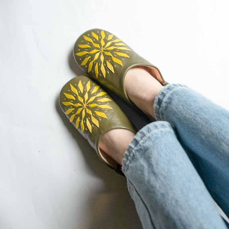 柏柏手工鞋 ｜綠繡眼 - 圓｜摩洛哥