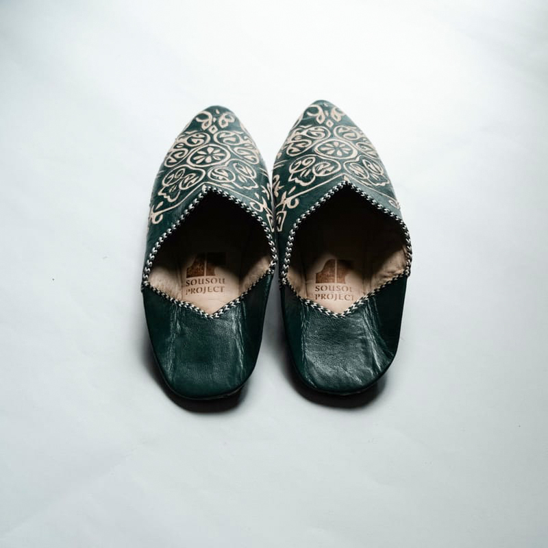柏柏手工鞋 ｜孔雀綠  - 尖｜摩洛哥