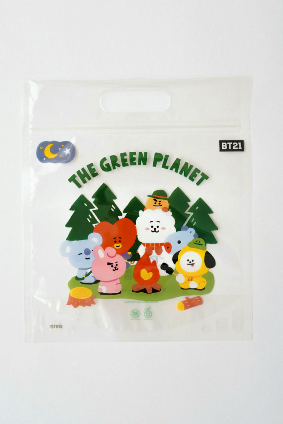 Play Bag｜BT21 營火派對抗菌手提環保夾鏈袋 (中型) - 8入