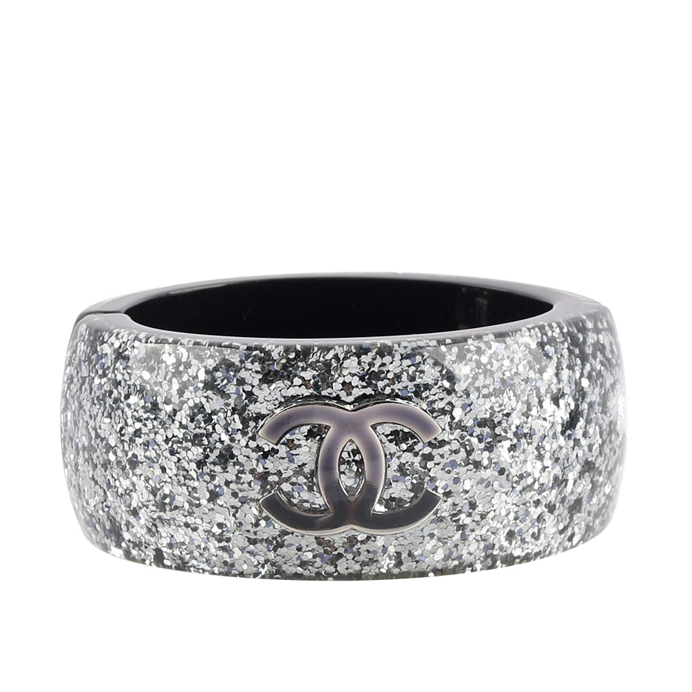 【CHANEL】CC Logo 亮片磁吸寬手鐲