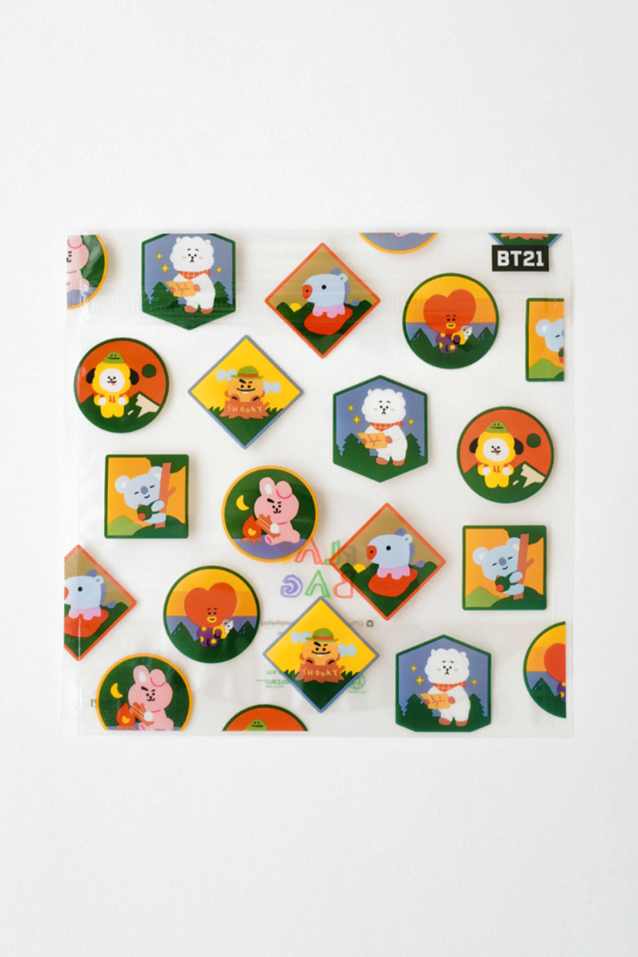 Play Bag｜BT21 環保徽章抗菌魔鬼氈夾鏈袋 (小型) - 10入