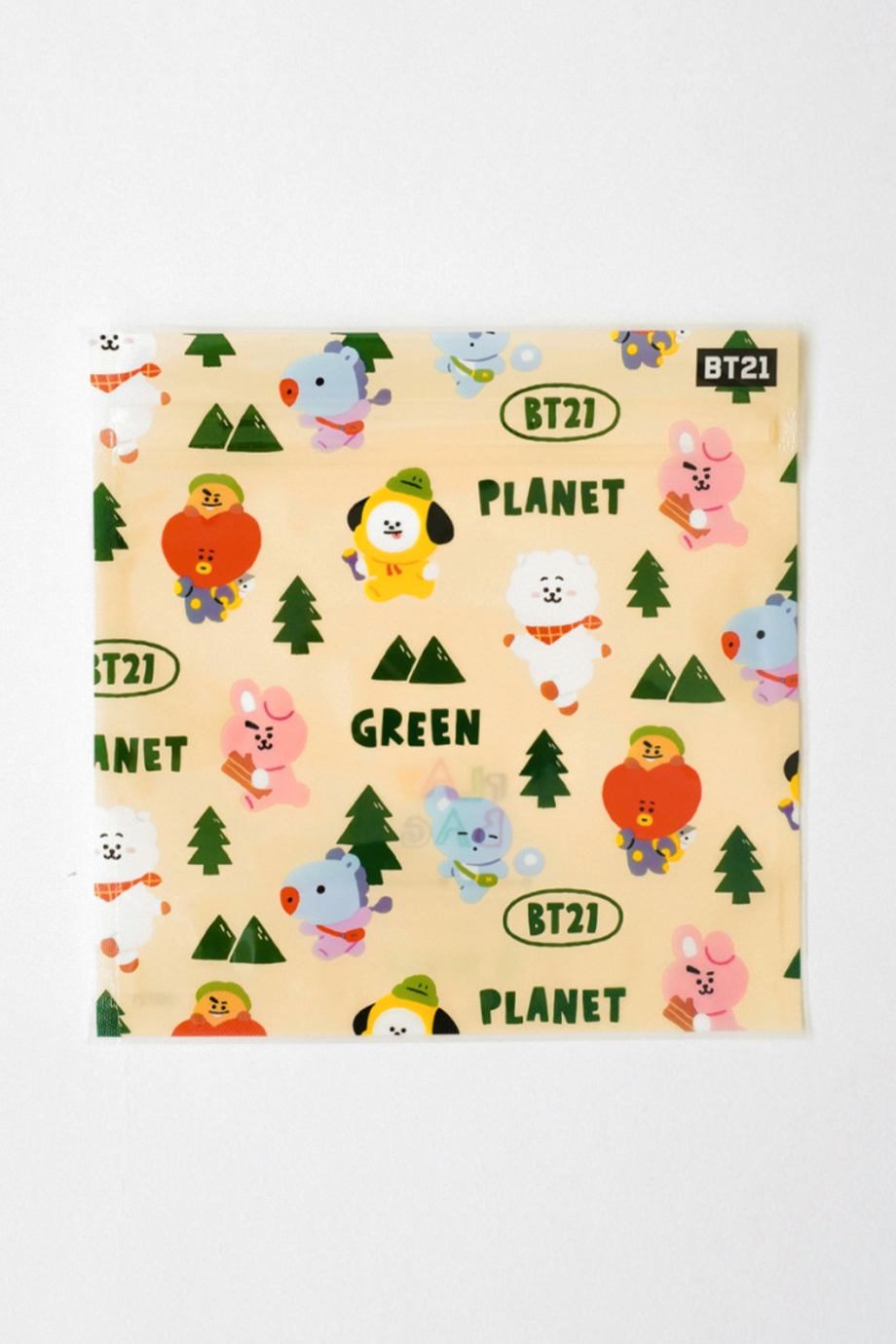 Play Bag｜BT21 營地生活抗菌魔鬼氈夾鏈袋 (小型) - 10入