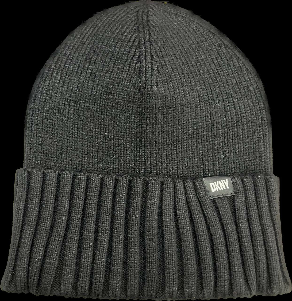 [S] DKNY RIB KNIT BEANIE,BLACK, 400749863995 (SD535)