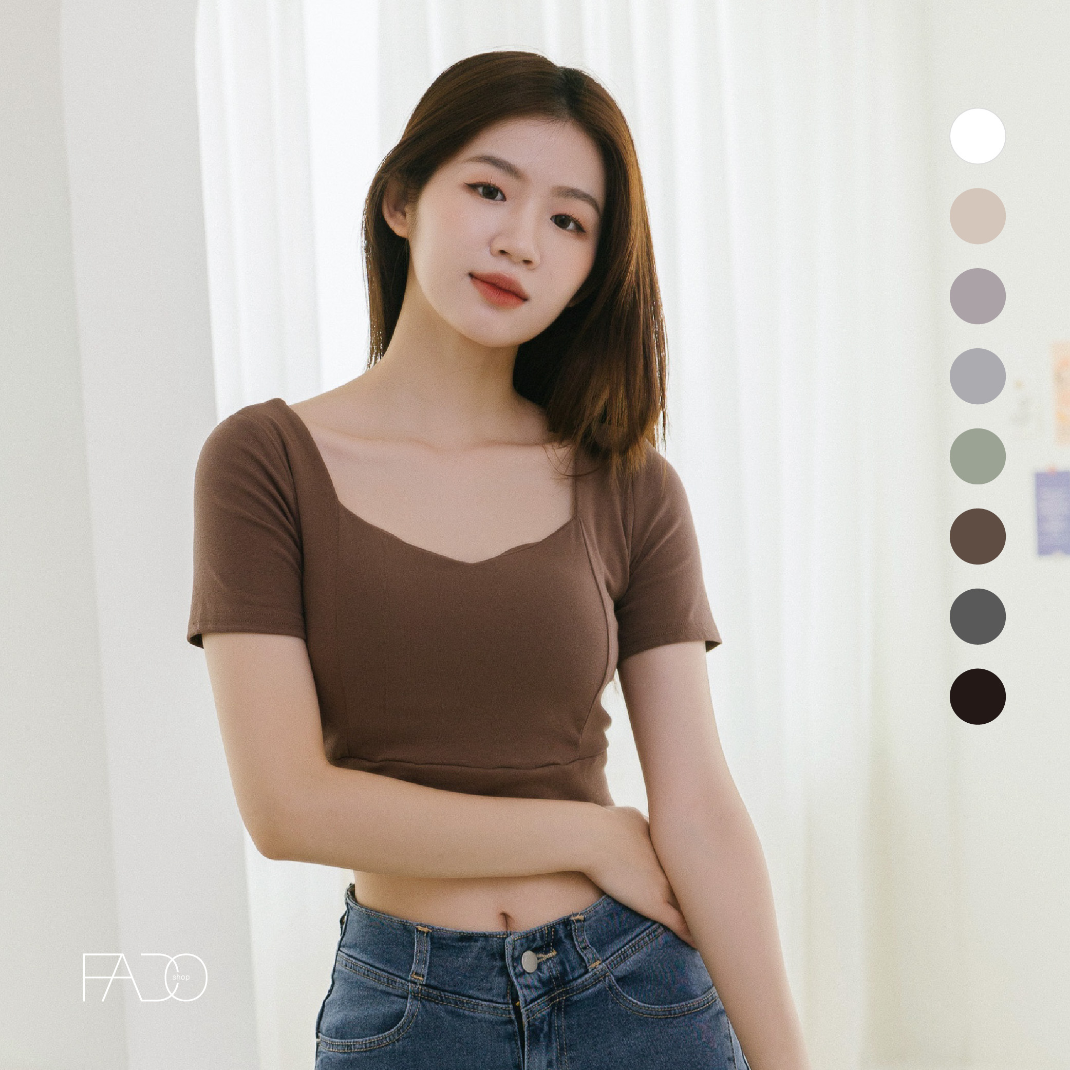 法朵Fado Shop｜可拆杯高腰方領T 021B018 四色