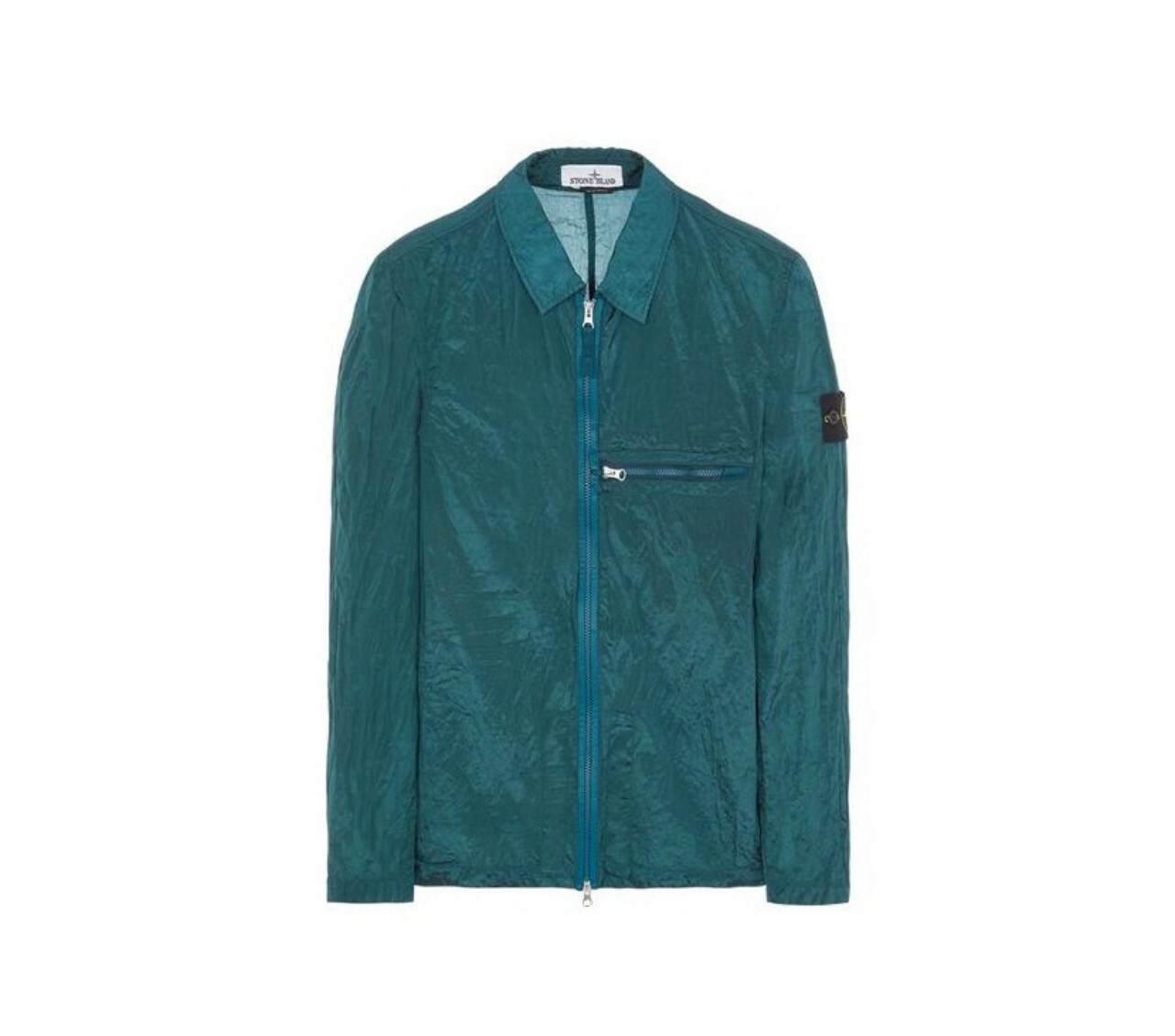 代購 STONE ISLAND Nylon Metal 金屬尼龍 純色拉鍊胸袋 長袖外套 瓶綠色 MAY-