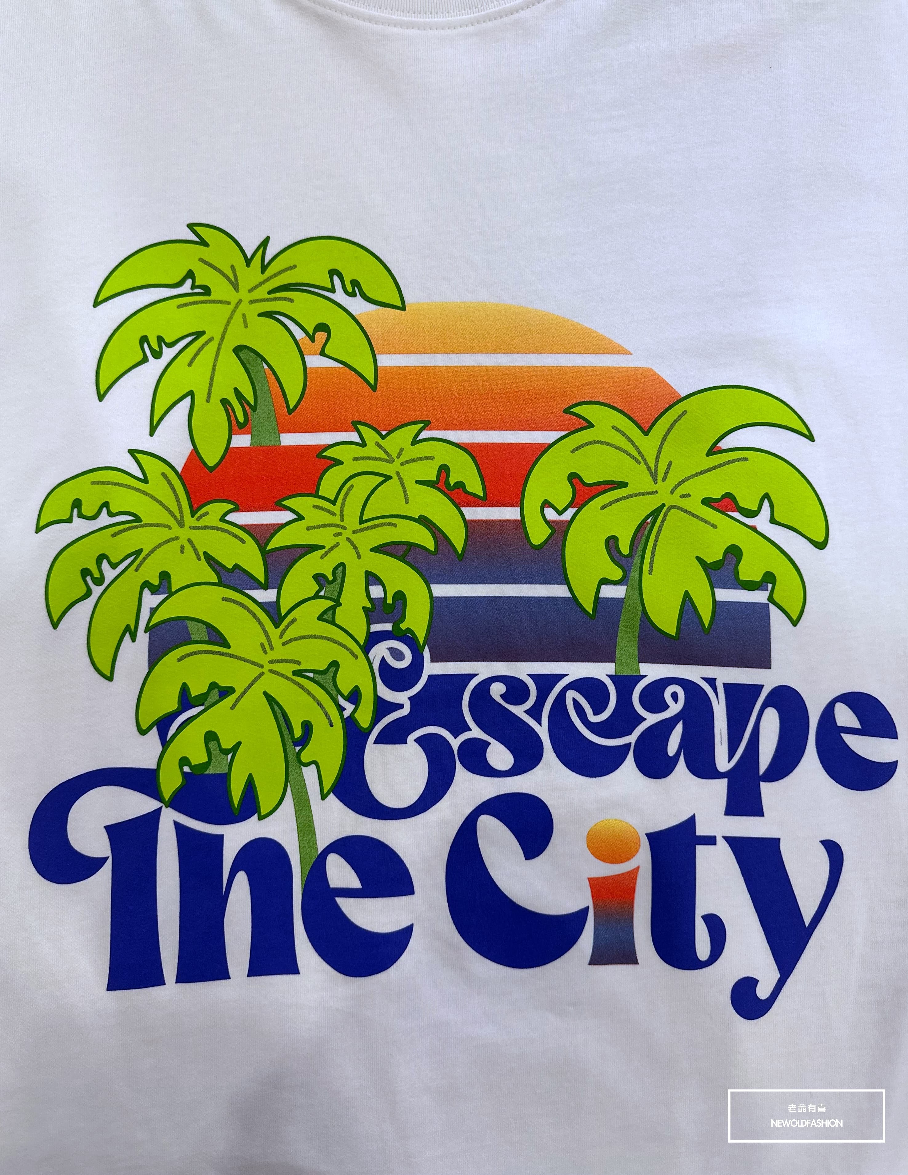 『新品上市』重磅漸層椰子樹短T(NOF23052696)-白