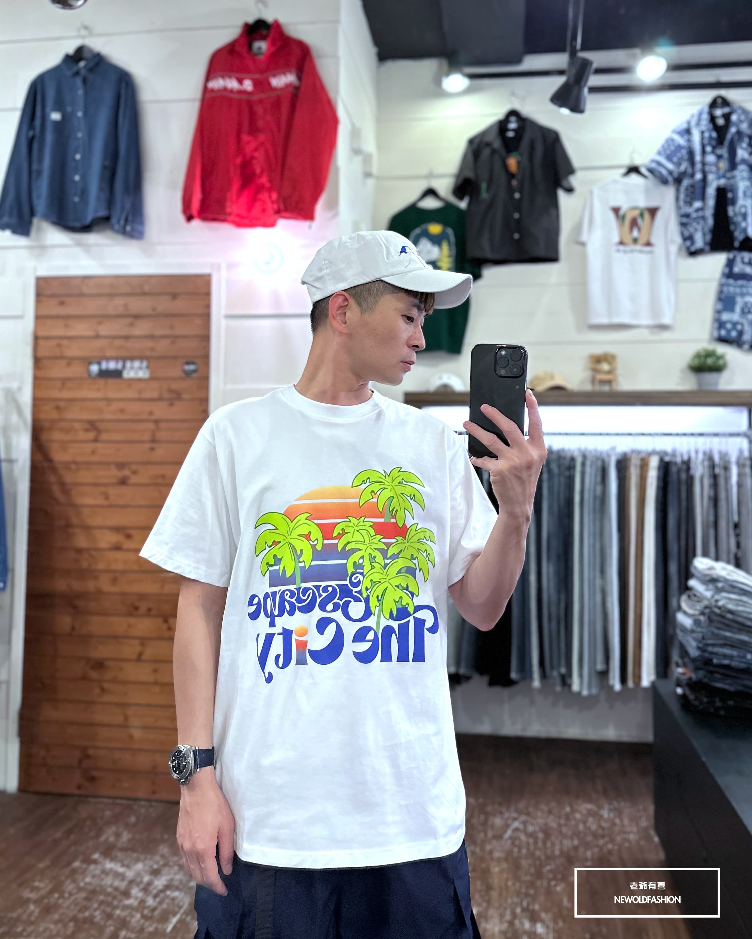 『新品上市』重磅漸層椰子樹短T(NOF23052696)-白