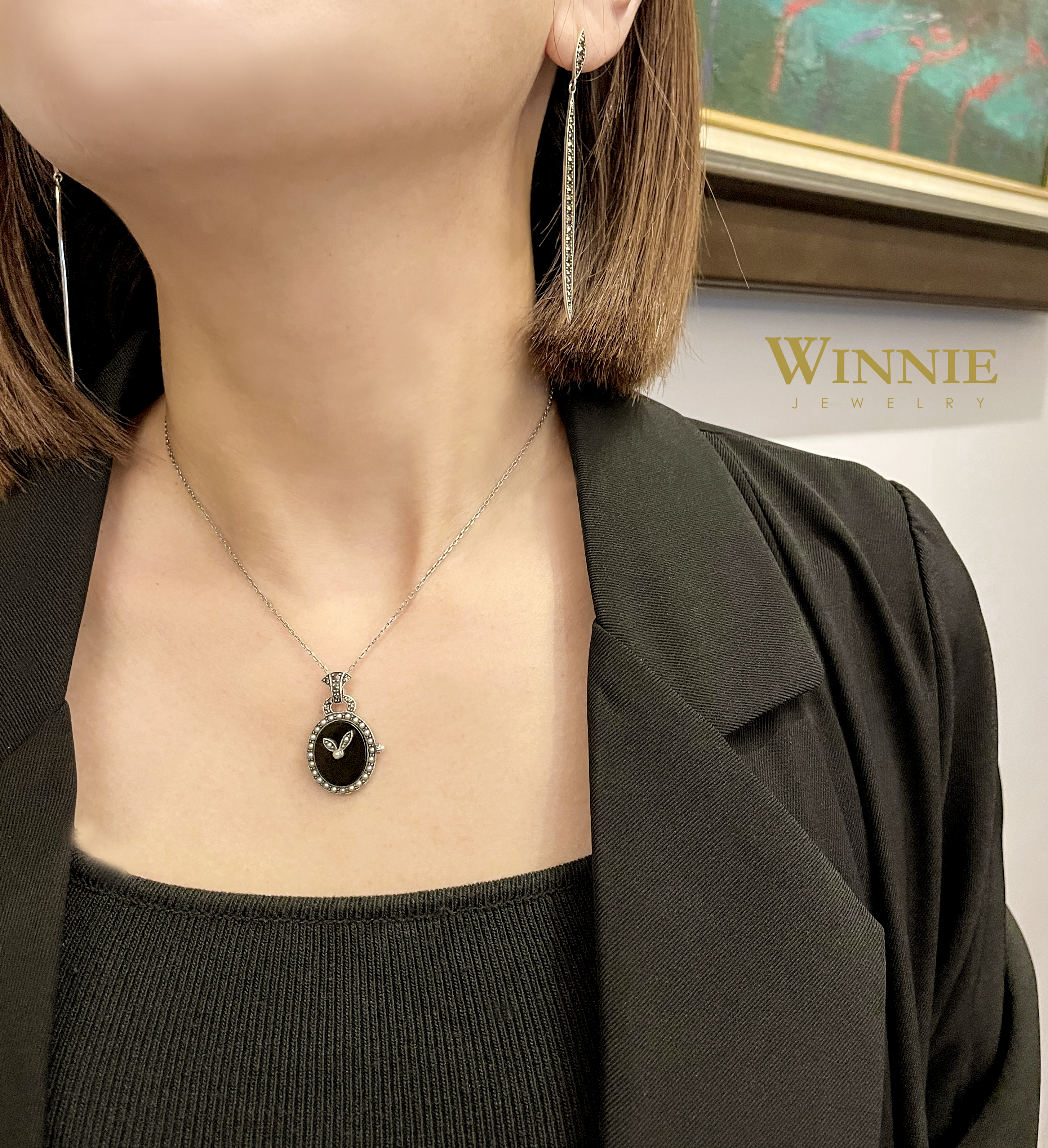 黑瑪瑙時鐘墜子