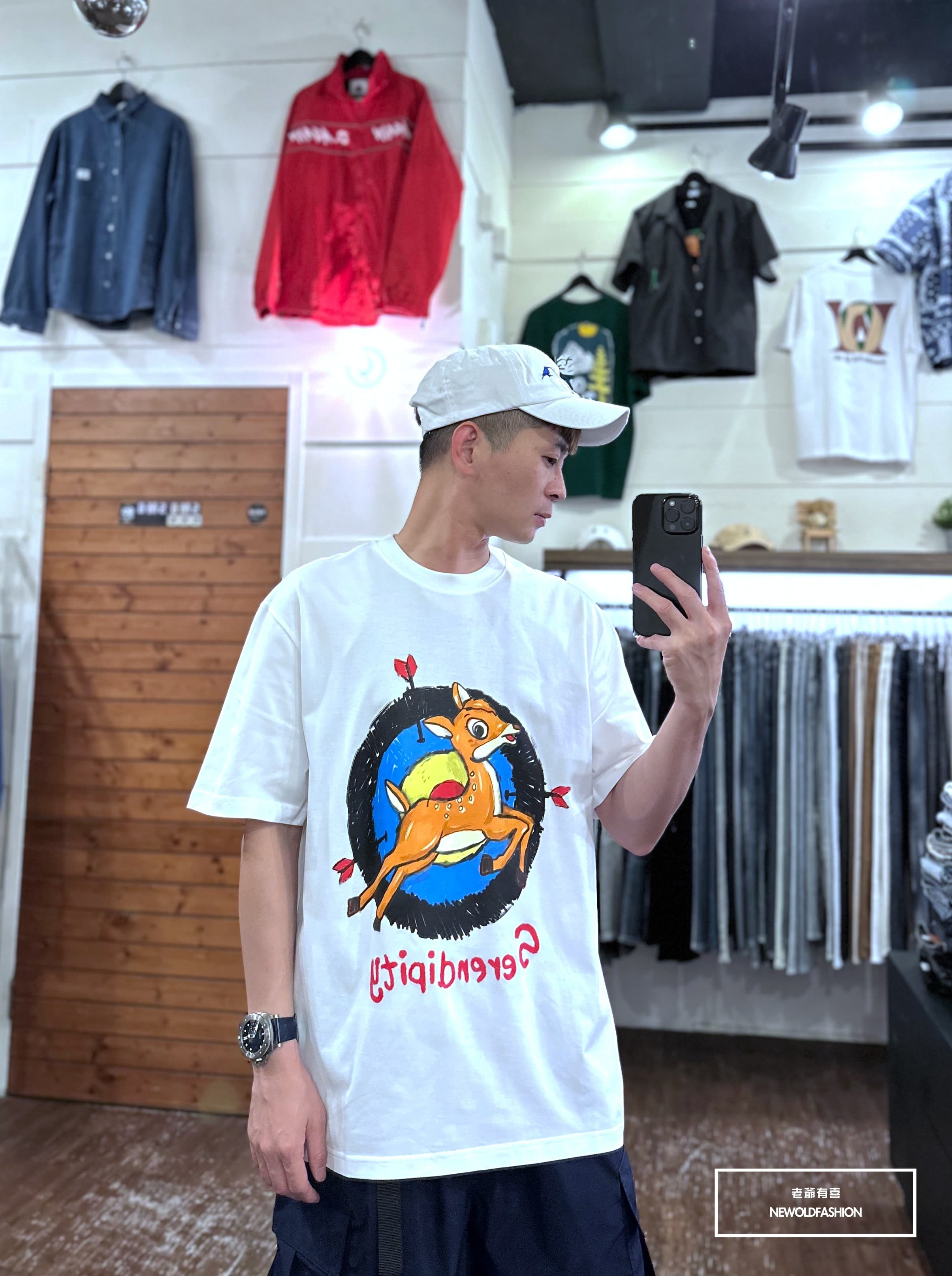 『新品上市』重磅紅心斑比短T(NOF23052648)-白