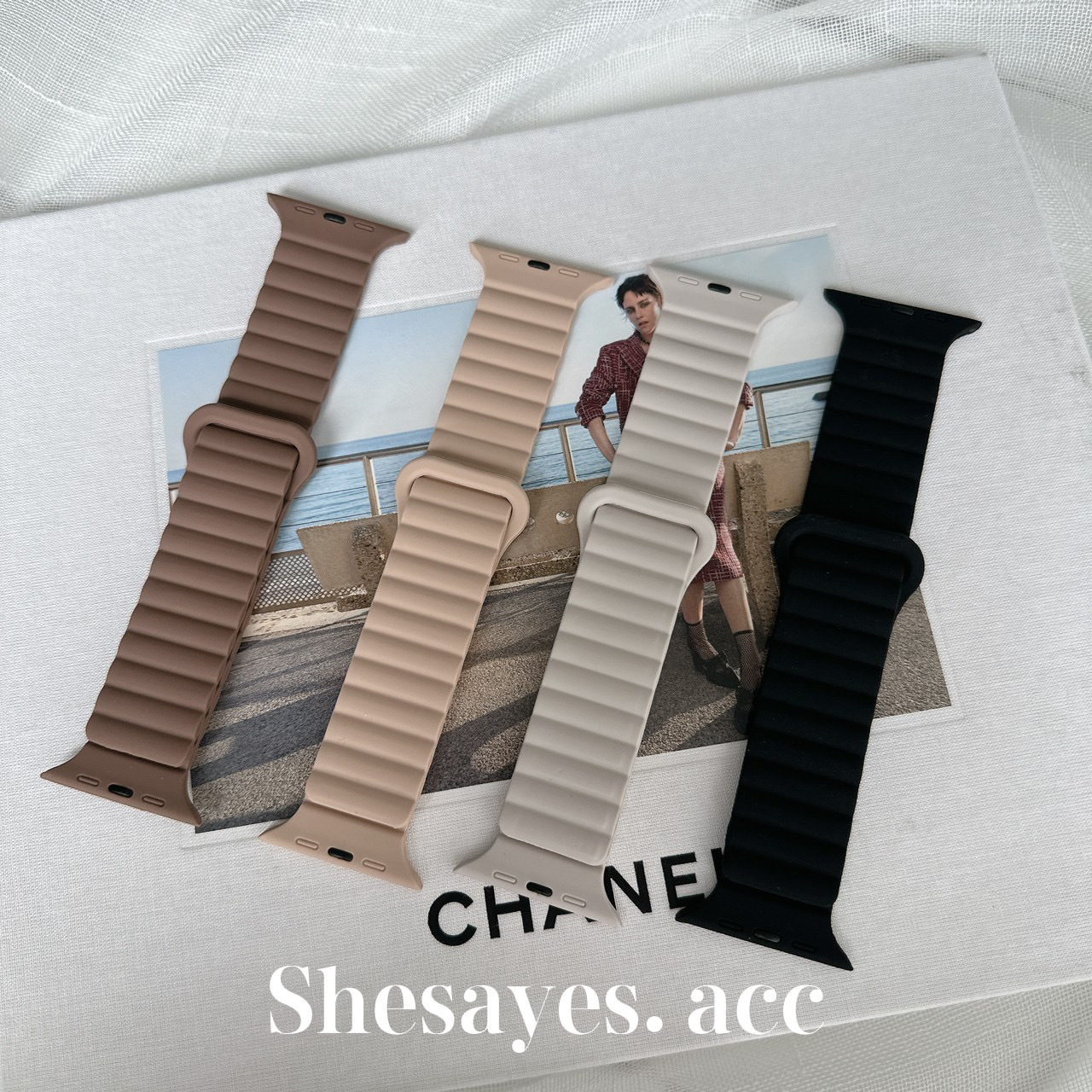 APPLE WATCH馬卡龍防水矽膠磁扣錶帶