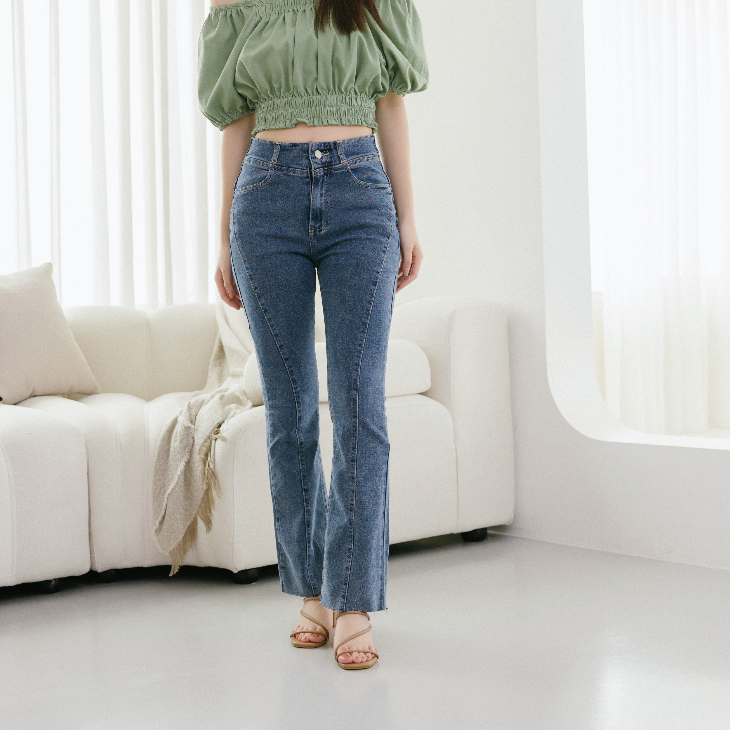 法朵Fado shop｜車線顯瘦喇叭褲 259C020 藍 S~XL