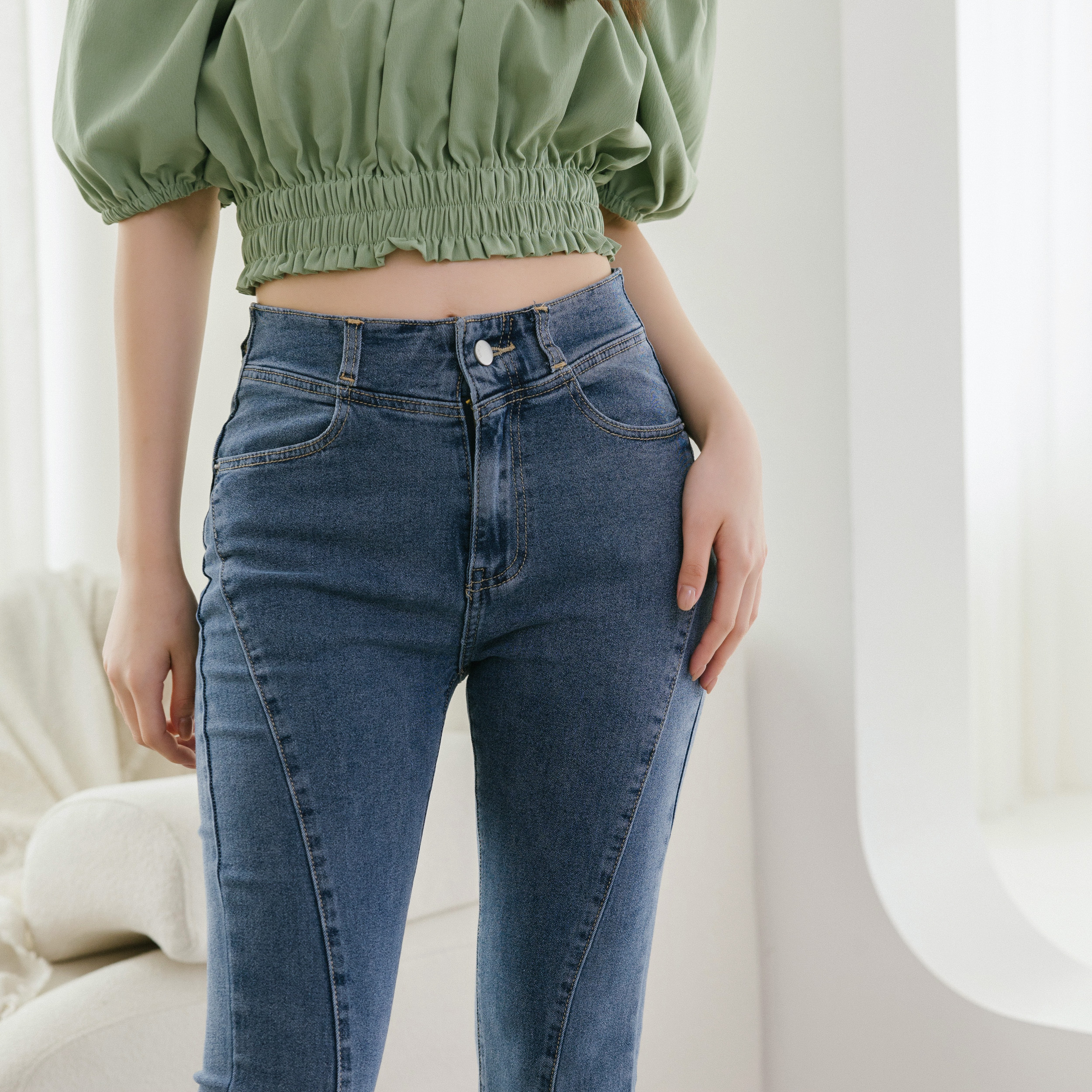 法朵Fado shop｜車線顯瘦喇叭褲 259C020 藍 S~XL