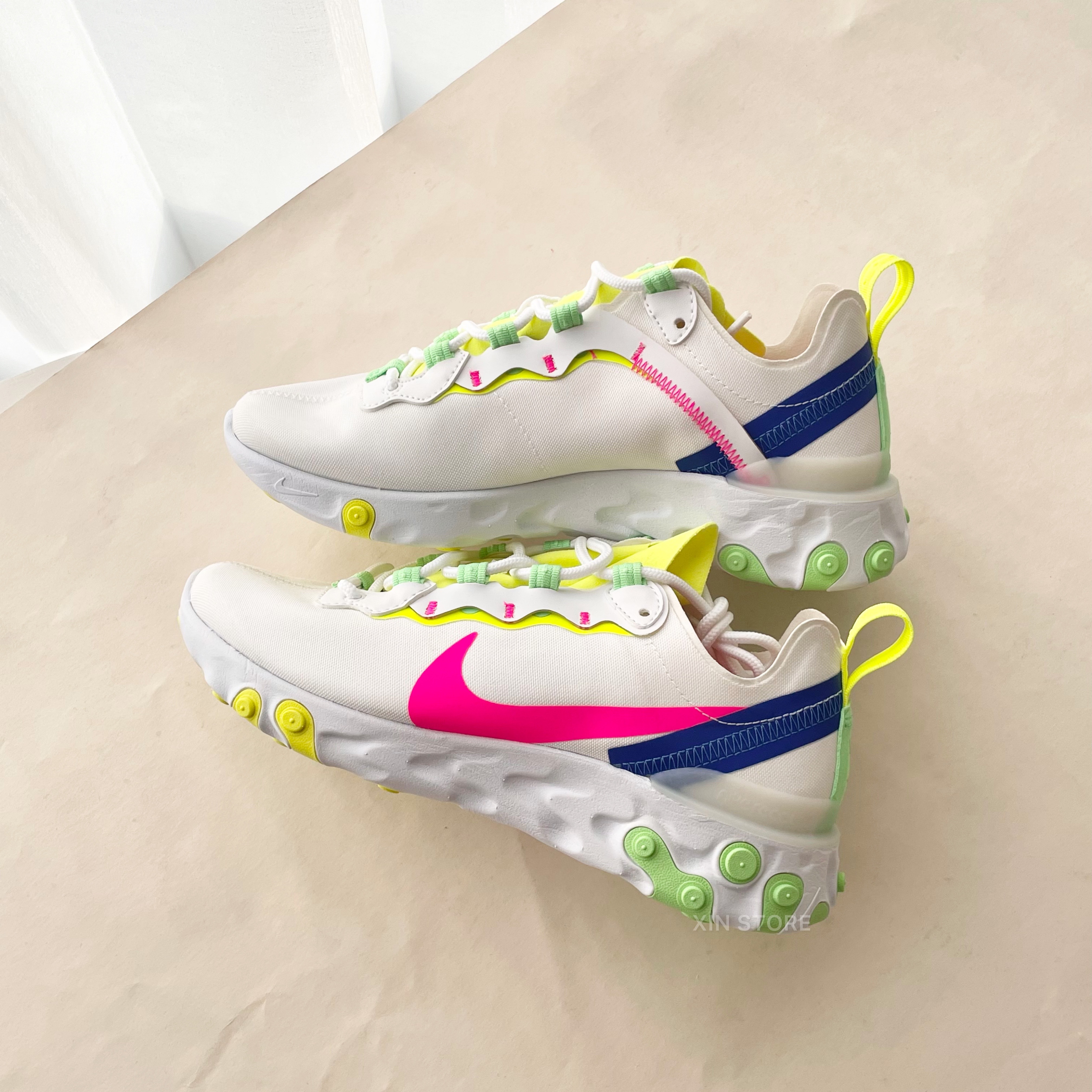 【現貨】Nike React Element 55 慢跑鞋 白粉