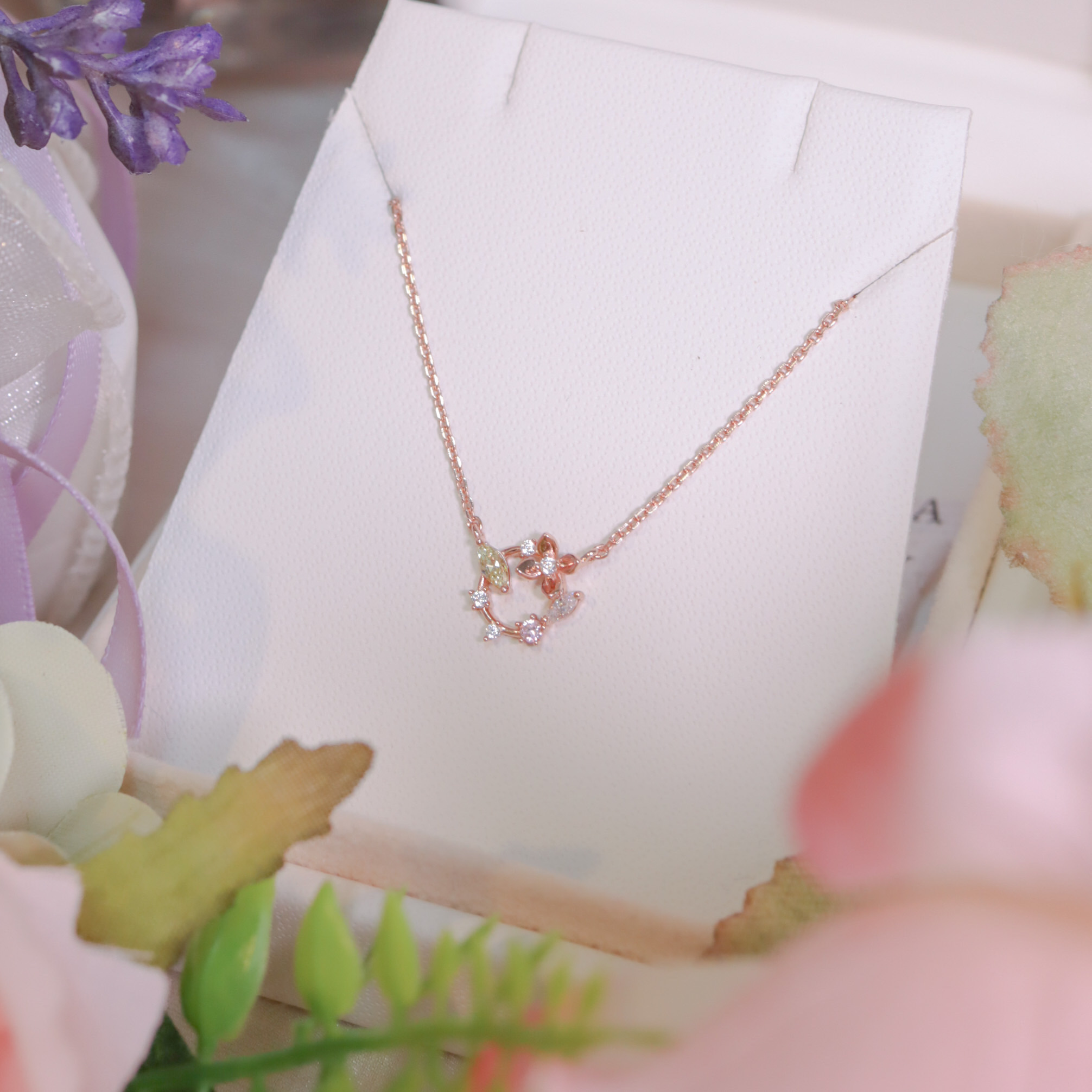 | 925純銀・ 厚鍍玫瑰金 | 繽紛花簇手鏈 | BR0873 |