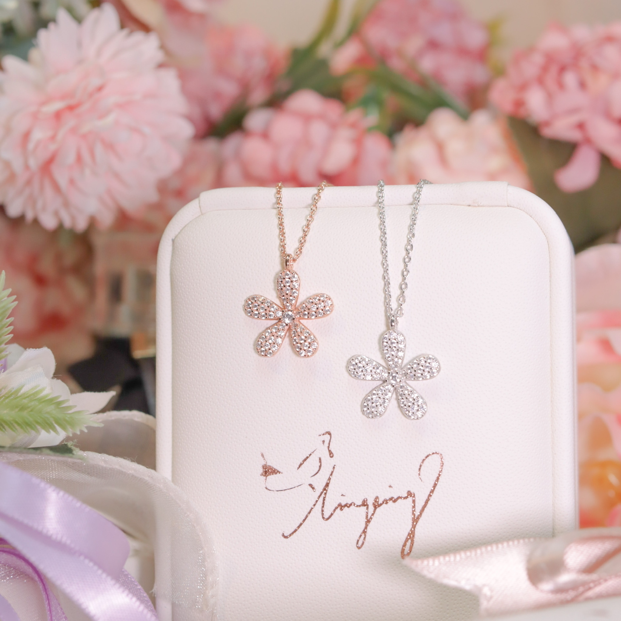 | 925純銀・白金・ 玫瑰金 | 留住花期項鍊 (銀/玫瑰金) | NE0869 |