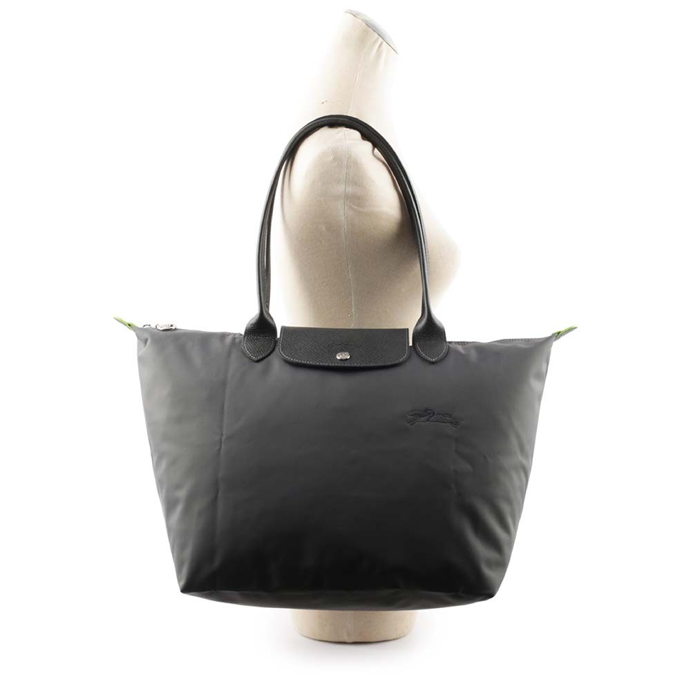【LONGCHAMP】L號長把LE PLIAGE GREEN摺疊水餃包(石墨灰)