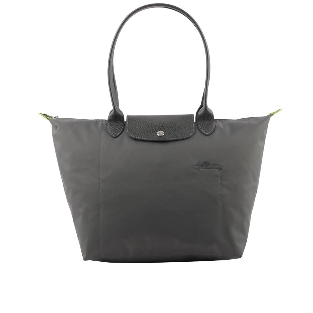 【LONGCHAMP】L號長把LE PLIAGE GREEN摺疊水餃包(石墨灰)