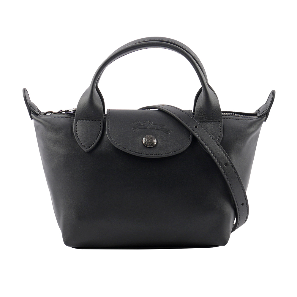 【LONGCHAMP】LE PLIAGE XTRA 牛皮迷你二用折疊包(黑色)