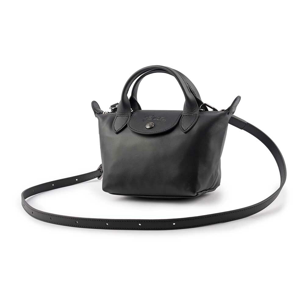【LONGCHAMP】LE PLIAGE XTRA 牛皮迷你二用折疊包(黑色)
