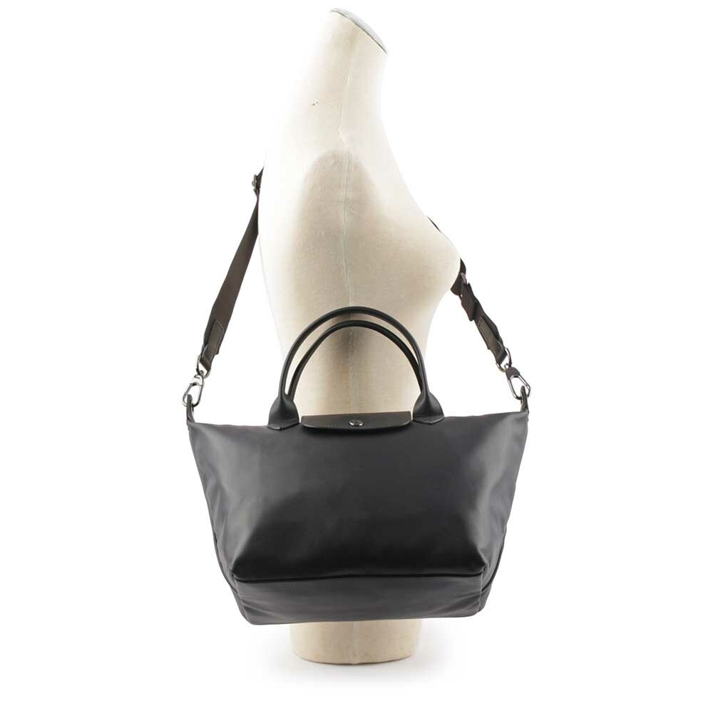 【LONGCHAMP】S號小牛皮Le Pliage Xtra 二用折疊包(黑色)