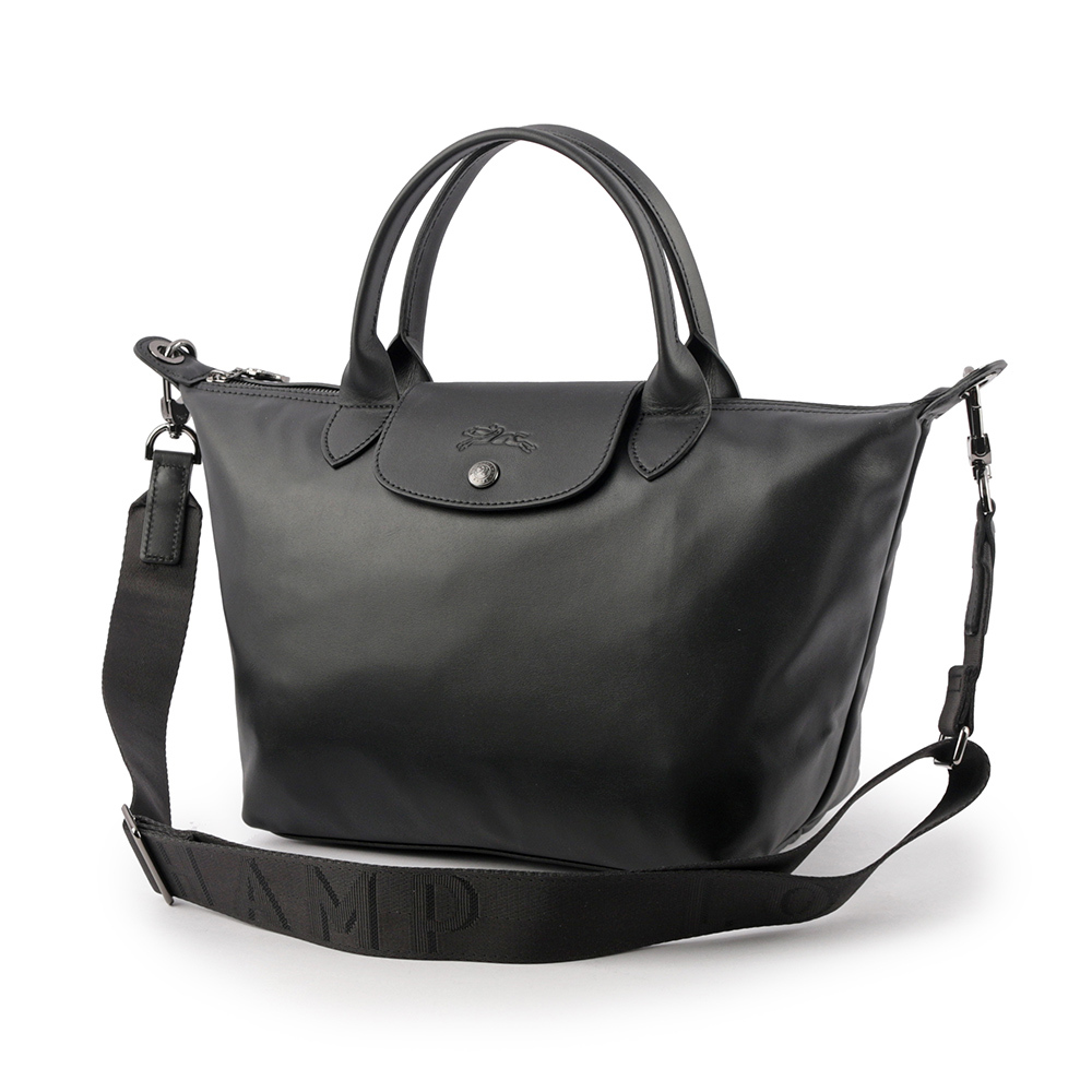 【LONGCHAMP】S號小牛皮Le Pliage Xtra 二用折疊包(黑色)