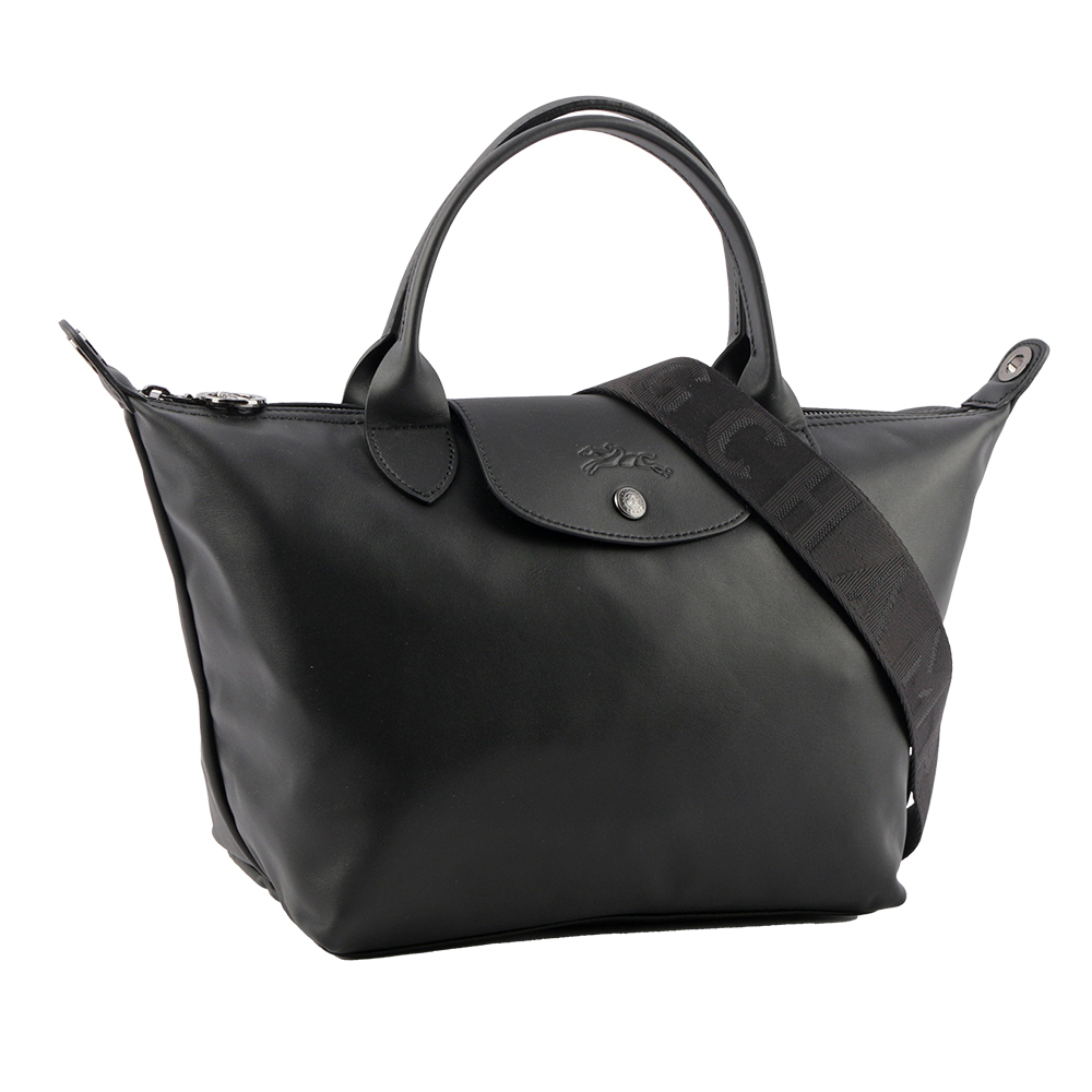 【LONGCHAMP】S號小牛皮Le Pliage Xtra 二用折疊包(黑色)