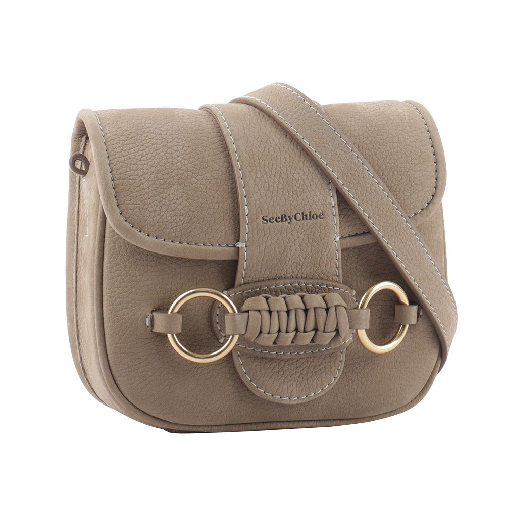 【See by Chloé】Saddie 絨面牛皮翻蓋斜背包