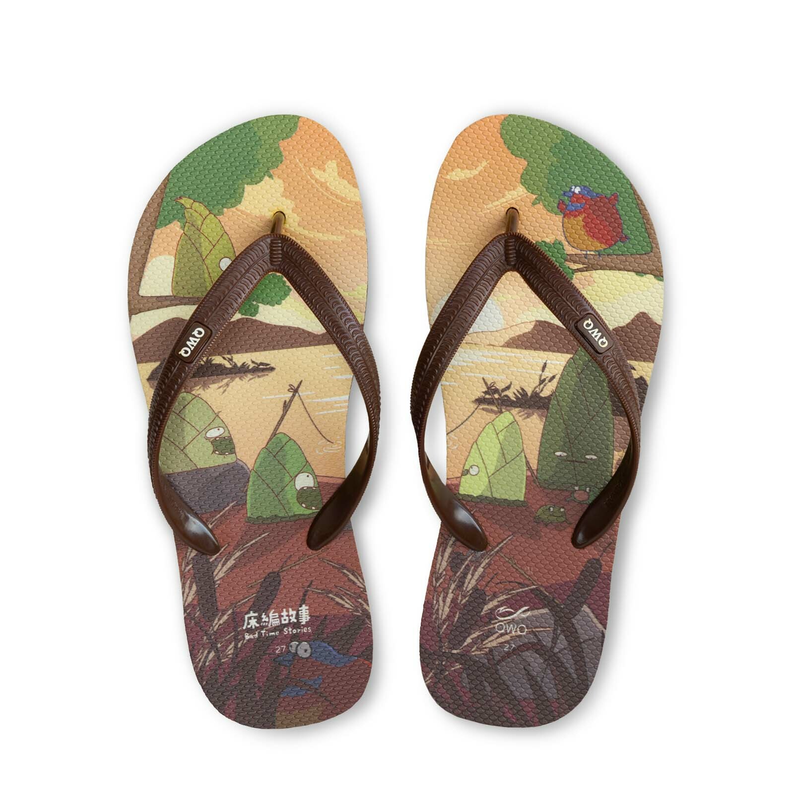 床編故事 落日餘暉 男款粗帶人字夾腳拖鞋 可可棕