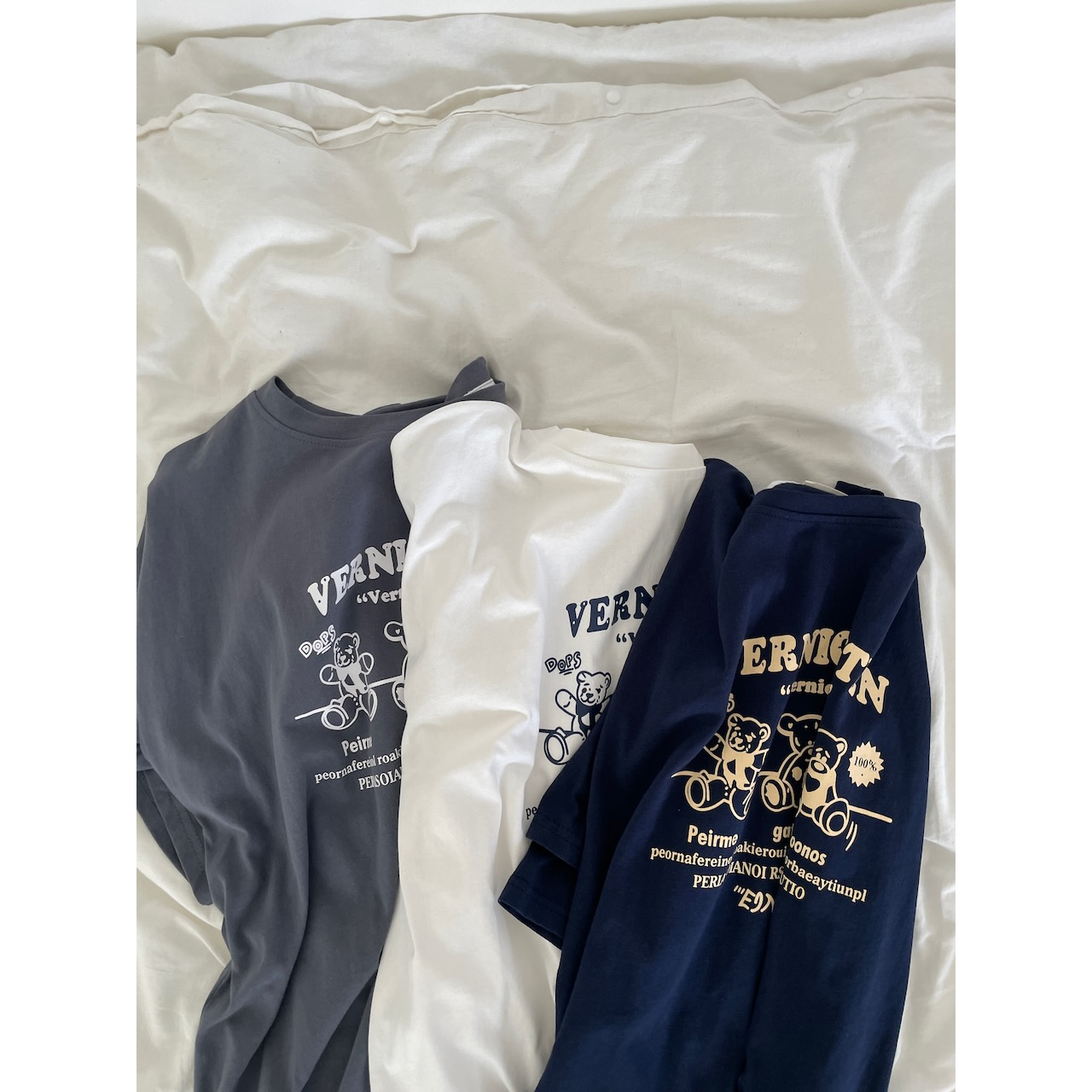 【imfine】三倍可愛玩具熊熊 英文字印花寬版T #9146