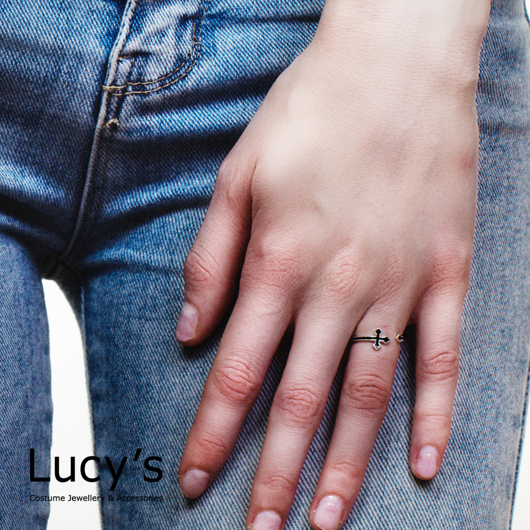 925純銀 十字延伸 開口戒 (107259)