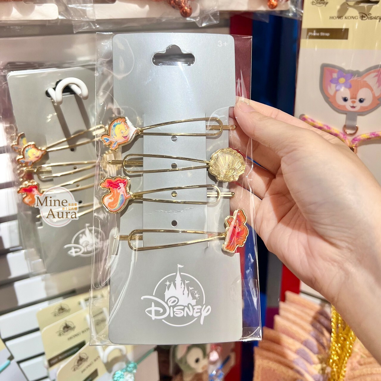 愛麗兒 Ariel 小比目魚 Floud 金邊 造型 貝殼 髮夾 髮飾 4入組 -香港迪士尼樂園