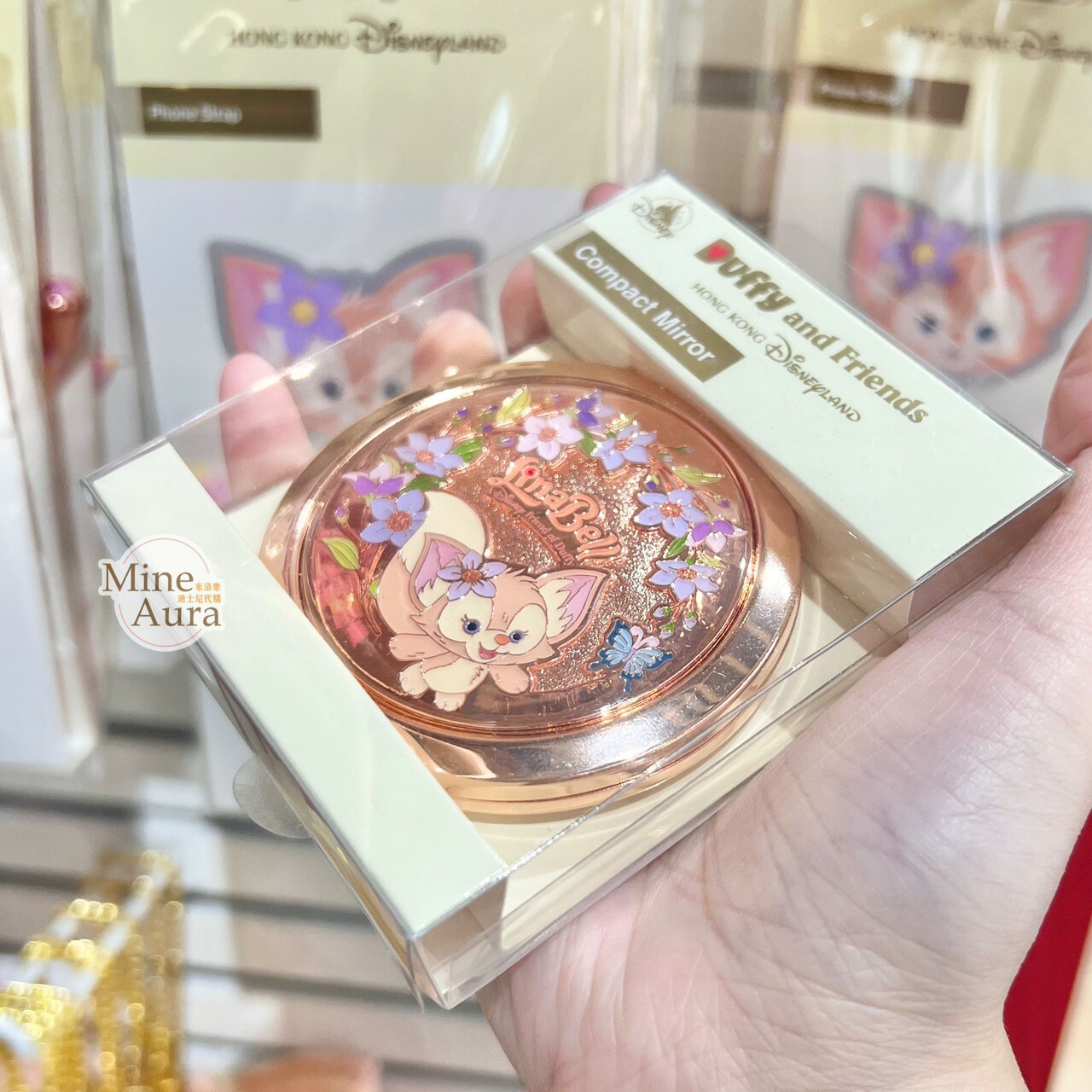 玲娜貝兒 Lina bell 浮雕圖案 圓鏡 隨身鏡 -香港迪士尼樂園