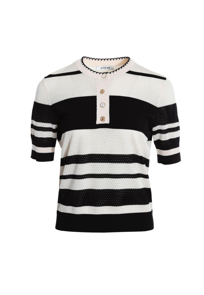 BC1EC207A1 天空之城真絲混紡休閒條紋上衣 ( 兩色 )