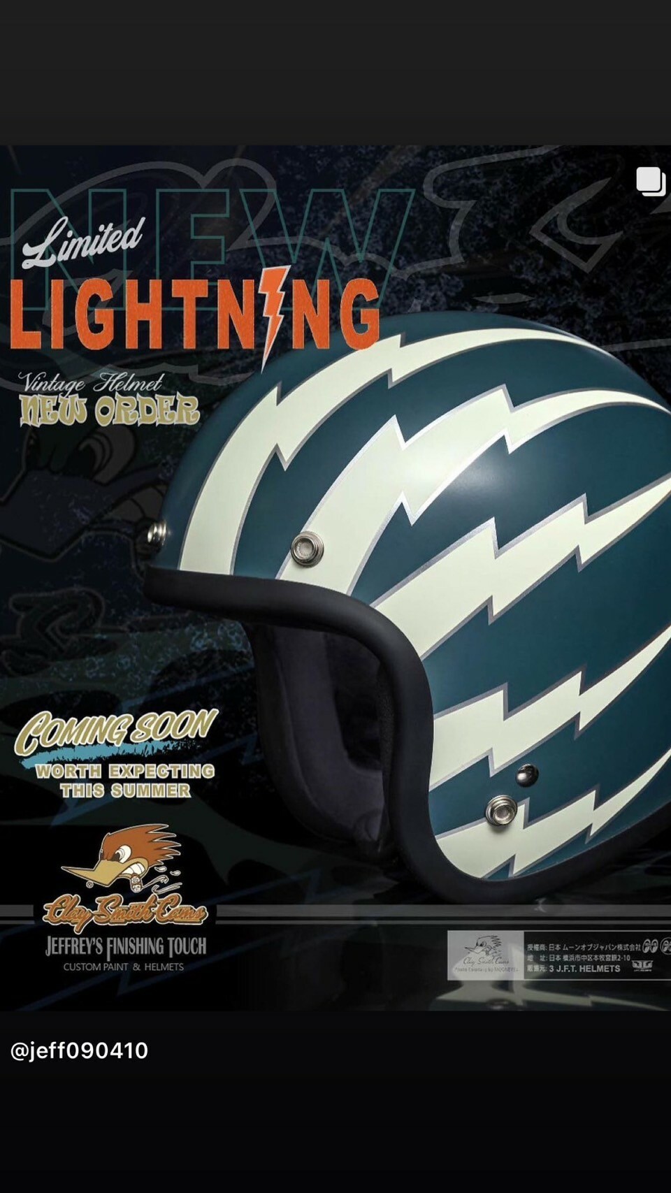 3-JFT CLAY SMITH CAMS "LIGHTNING" 叼煙鷹 軍藍色 復古帽 3/4罩