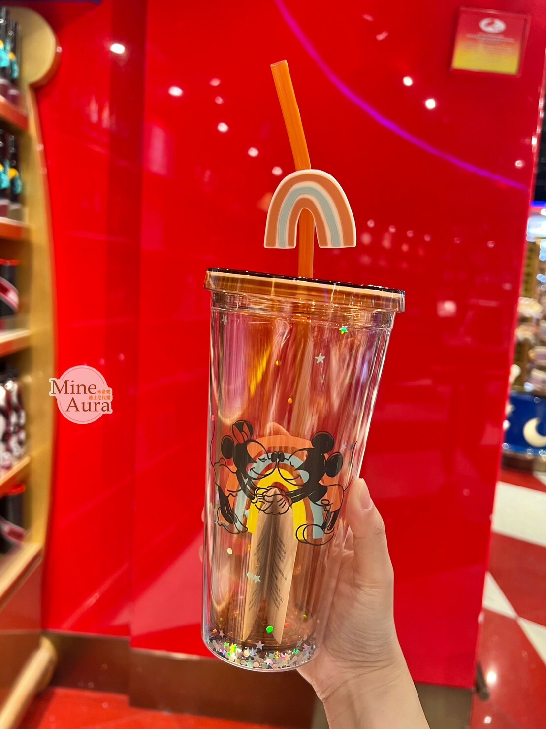 (現貨) 米奇 Mickey 米妮 Minnie 親親 彩虹 吸管 水杯 -香港迪士尼樂園