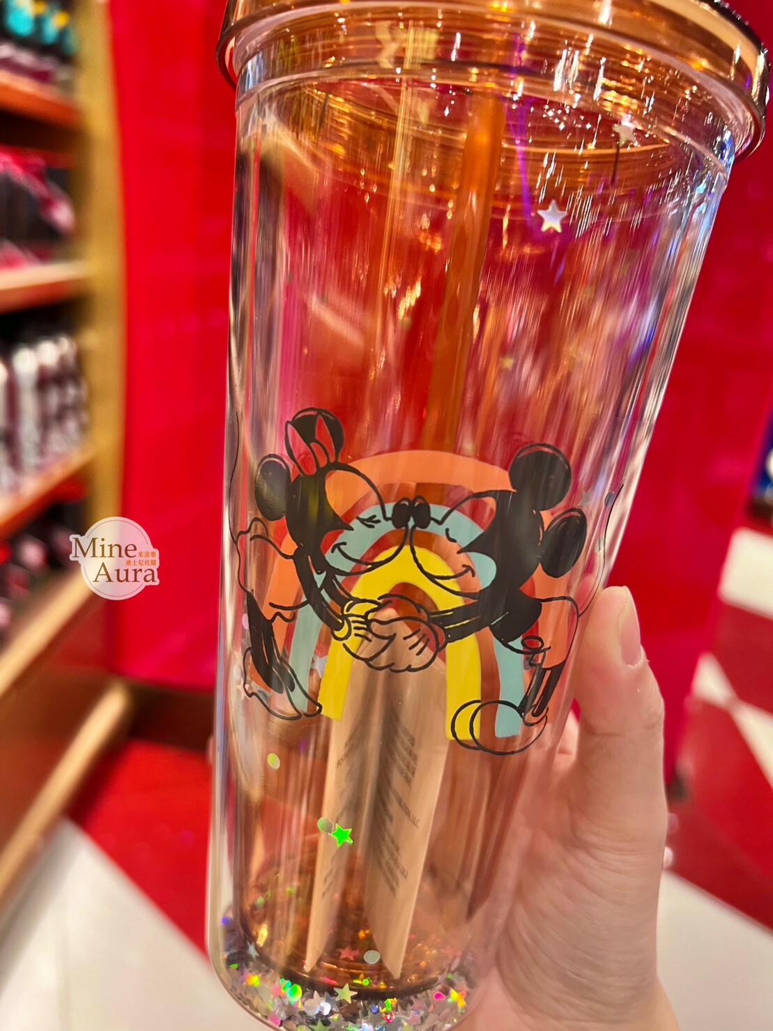 (現貨) 米奇 Mickey 米妮 Minnie 親親 彩虹 吸管 水杯 -香港迪士尼樂園