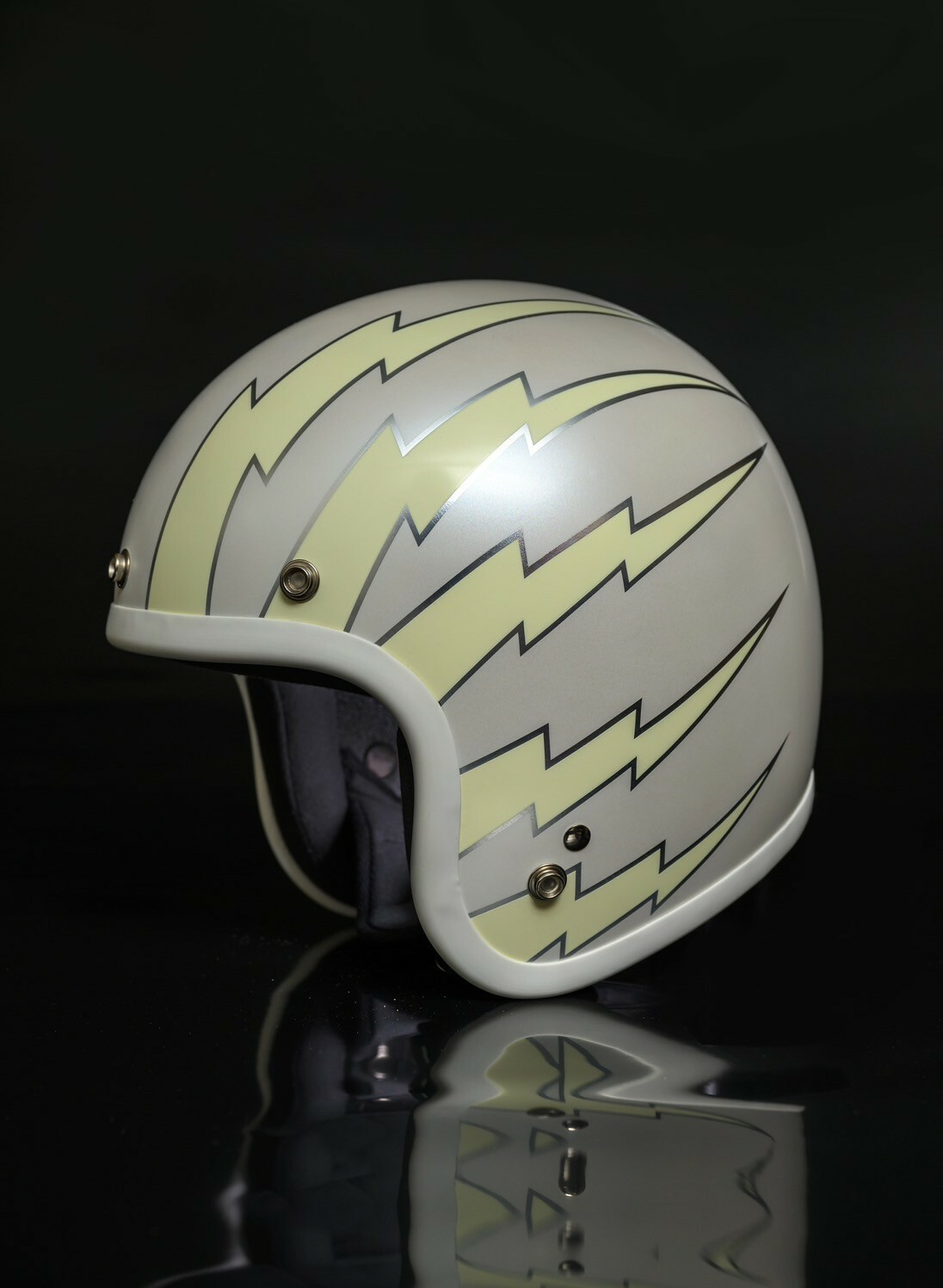 3-JFT CLAY SMITH CAMS "LIGHTNING" 叼煙鷹 珍珠白色 復古帽 3/4罩