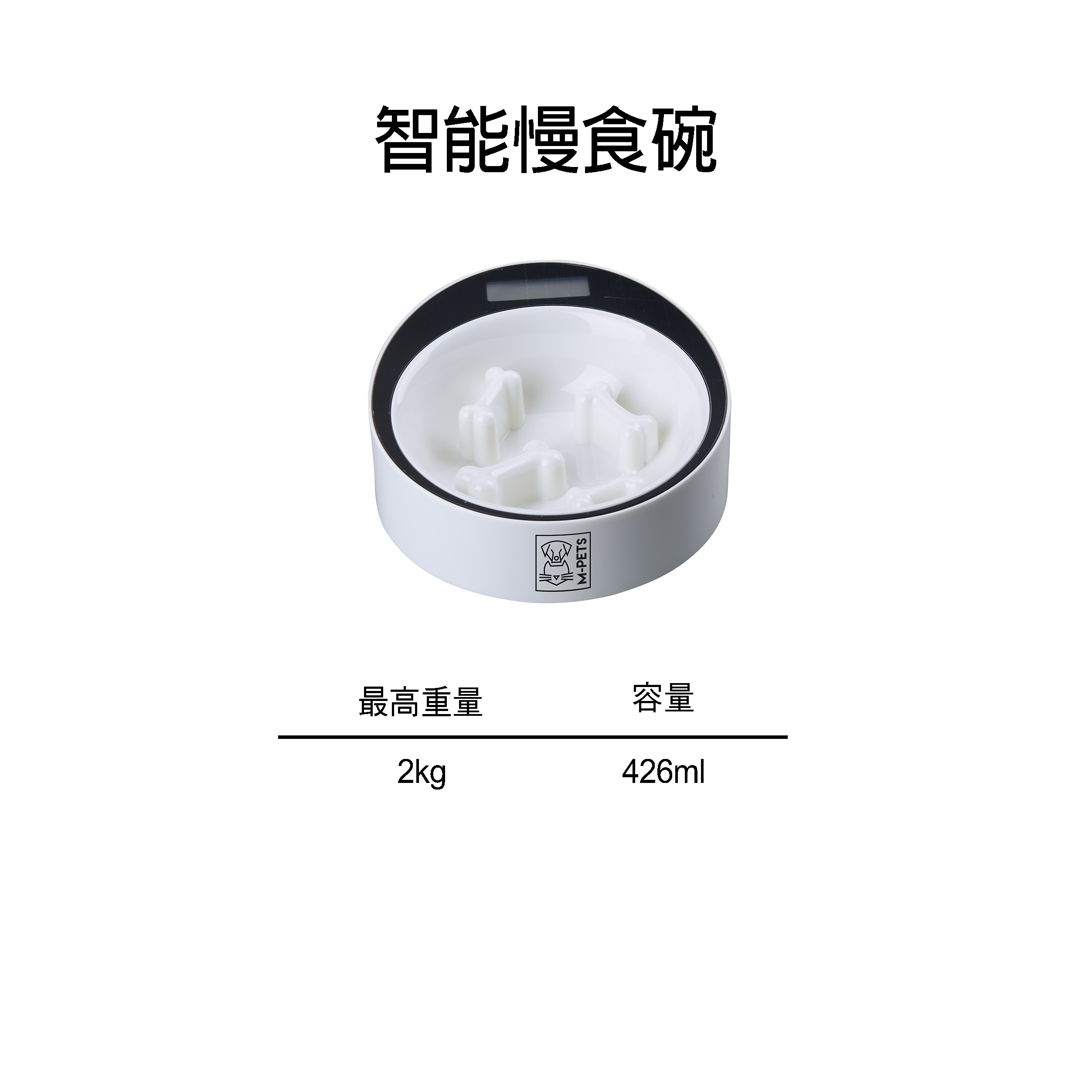 M-PETS–YUMI 智能慢食寵物碗(白黑色)