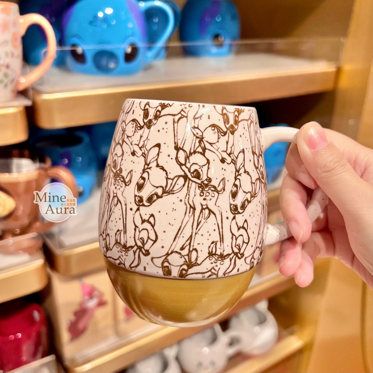 小鹿斑比 Bambi 素描圖案 拚色 陶瓷馬克杯 水杯 -香港迪士尼樂園