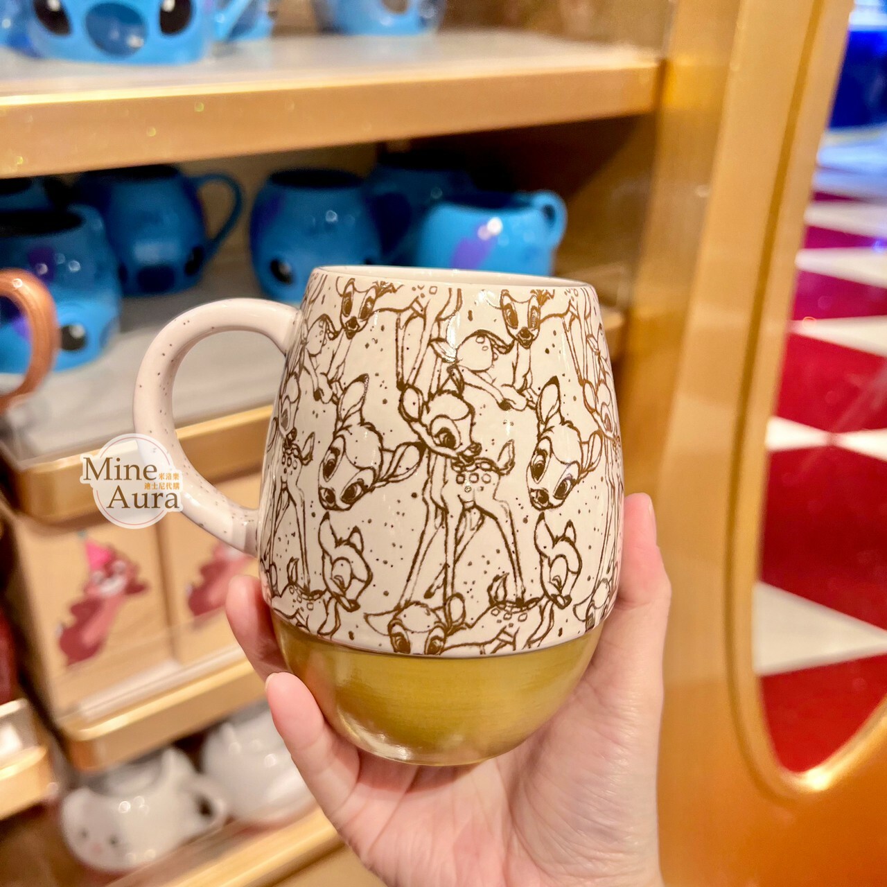 小鹿斑比 Bambi 素描圖案 拚色 陶瓷馬克杯 水杯 -香港迪士尼樂園