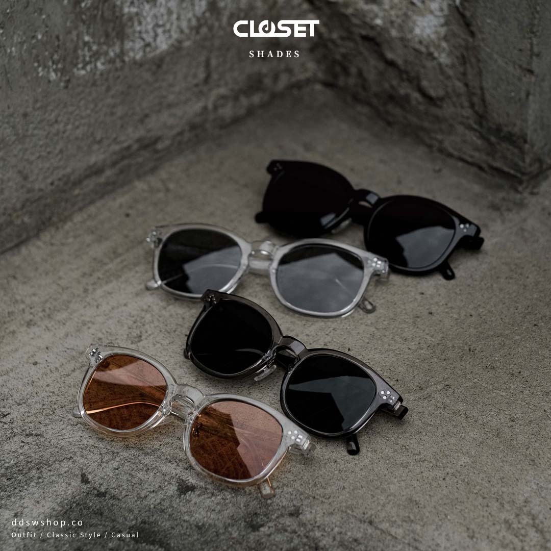 D.CLOSET 墨鏡 太陽眼鏡 透明鏡框 黑色 橘色 墨綠色