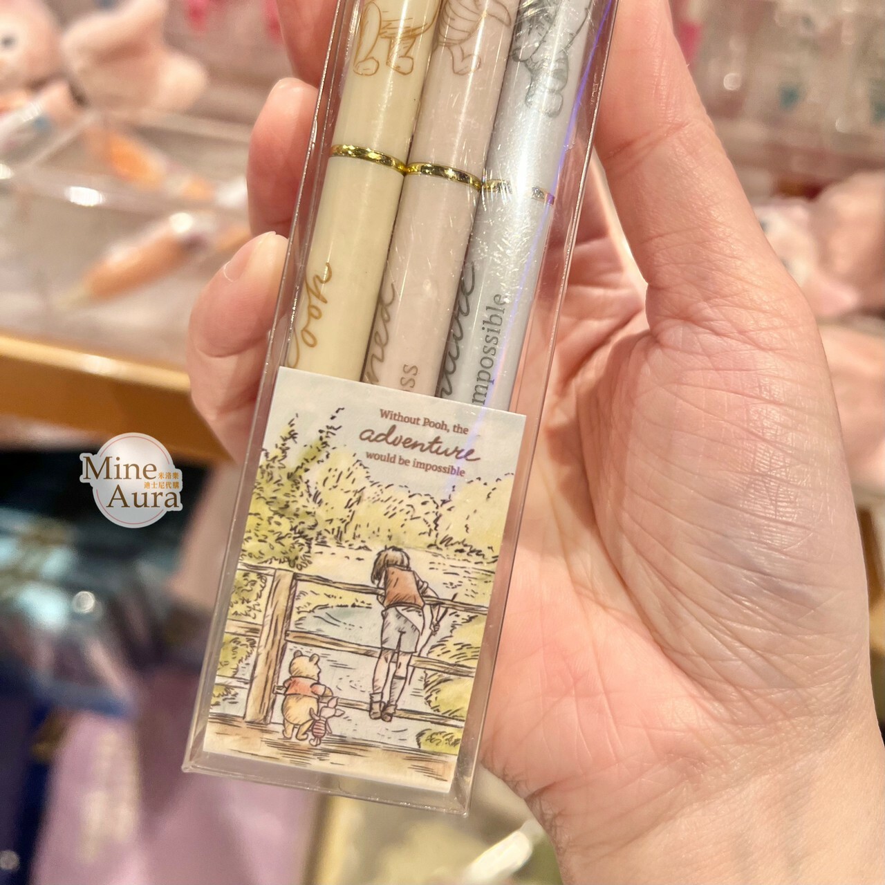 小熊維尼 Winnie the Pooh 與好友 手繪風圖案 圓珠筆 3入組 -香港迪士尼樂園