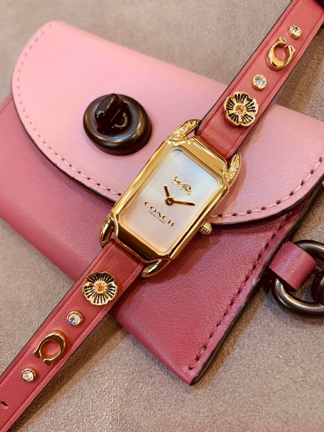 【COACH】茶花馬車長形腕錶 CO14504117 17.5mm 現代鐘錶