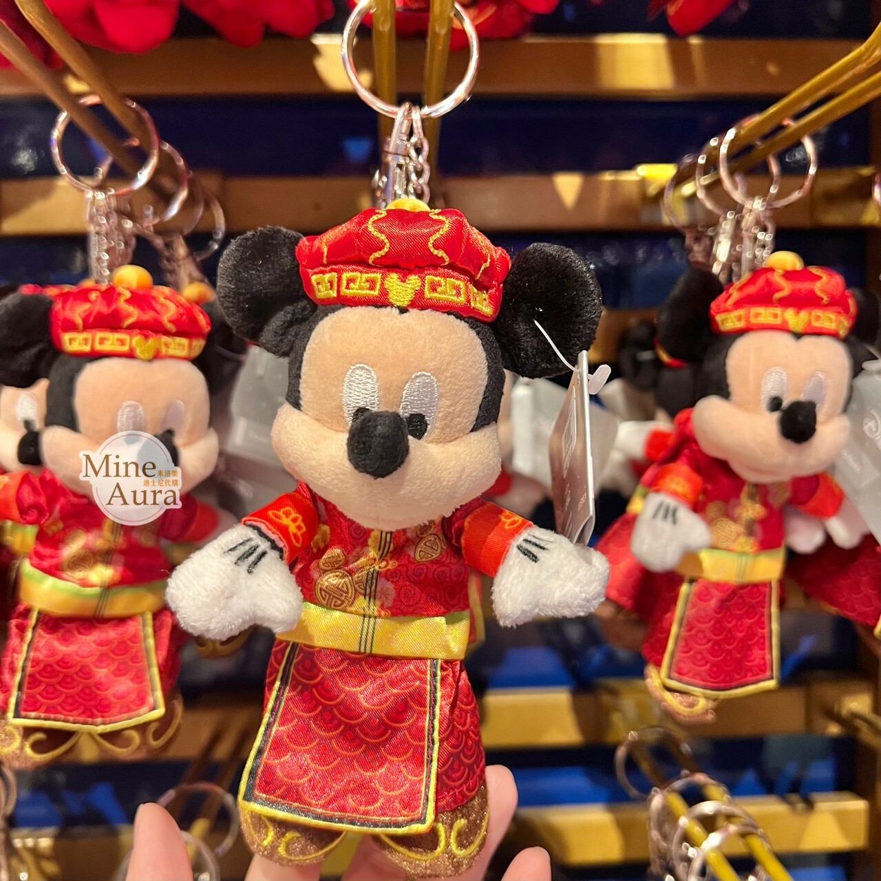 米奇 Mickey 中式旗袍 造型 絨毛 鑰匙圈 吊飾 -香港迪士尼樂園