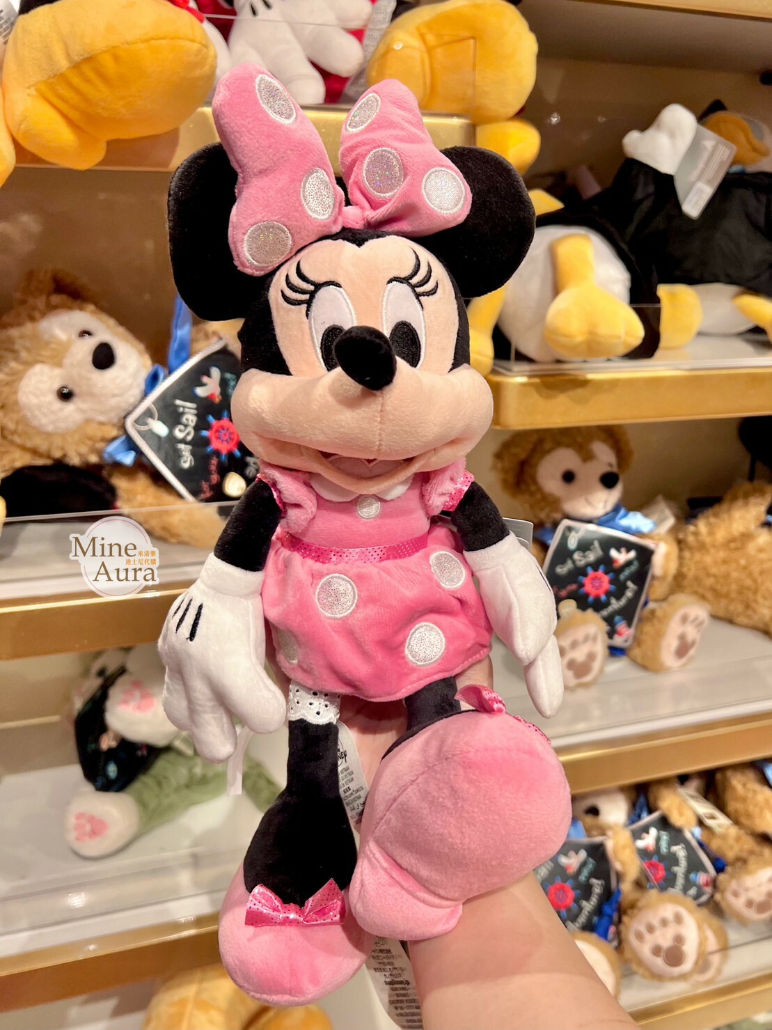 米妮 Minnie 粉色點點洋裝 絨毛 S號 娃娃 玩偶 -香港迪士尼樂園