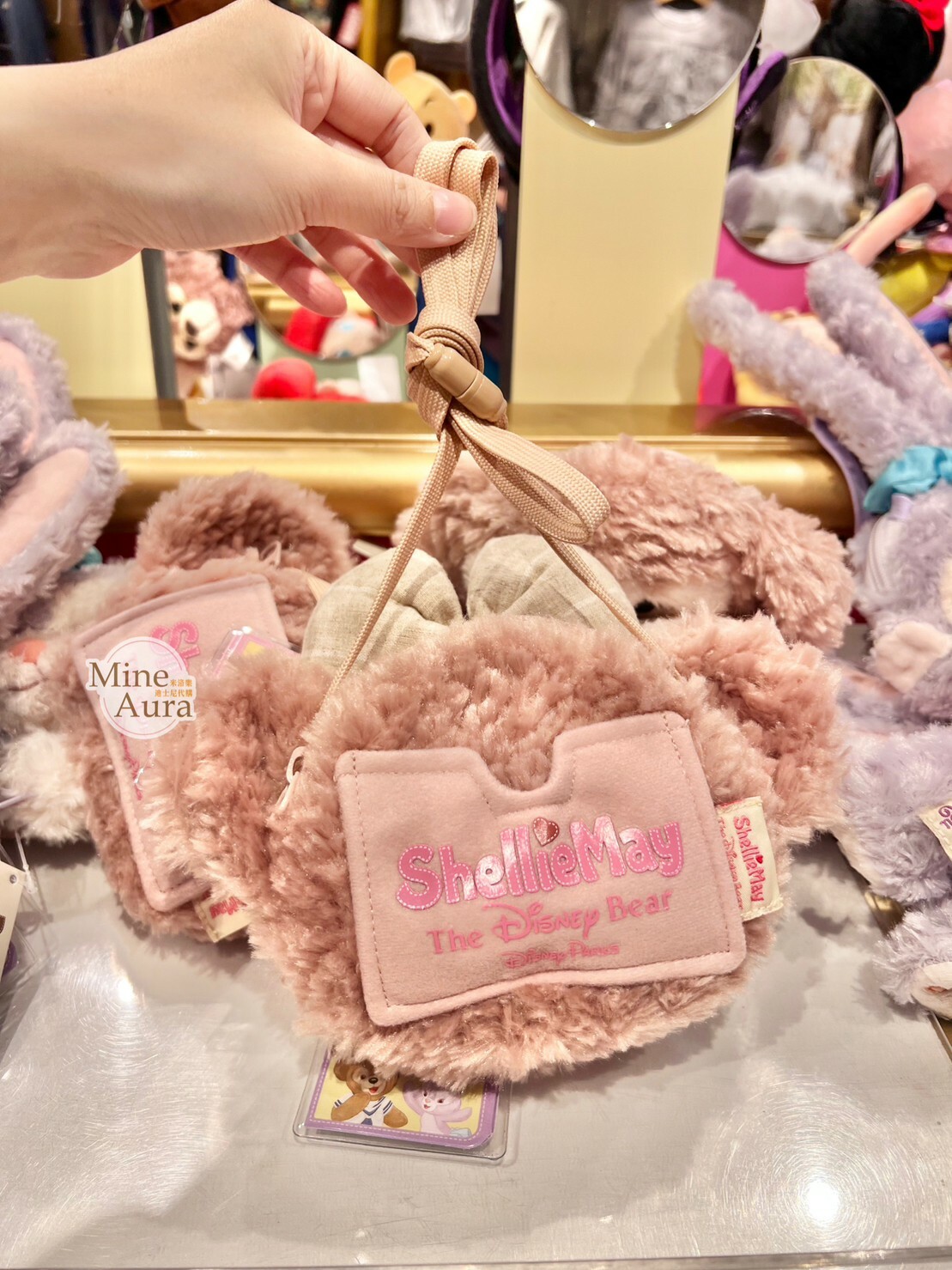雪莉玫 ShellieMay 大頭 絨毛 票卡包 掛脖 -香港迪士尼樂園