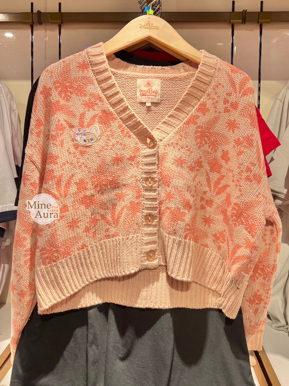 玲娜貝兒 Lina bell 大頭刺繡 滿版圖案 針織毛線 短版 外套 -香港迪士尼樂園