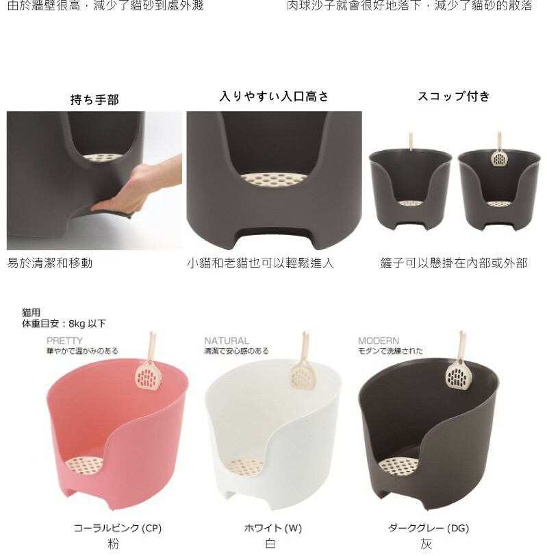 Richell (Lapule) 高背貓砂盆/貓廁所 (粉色)