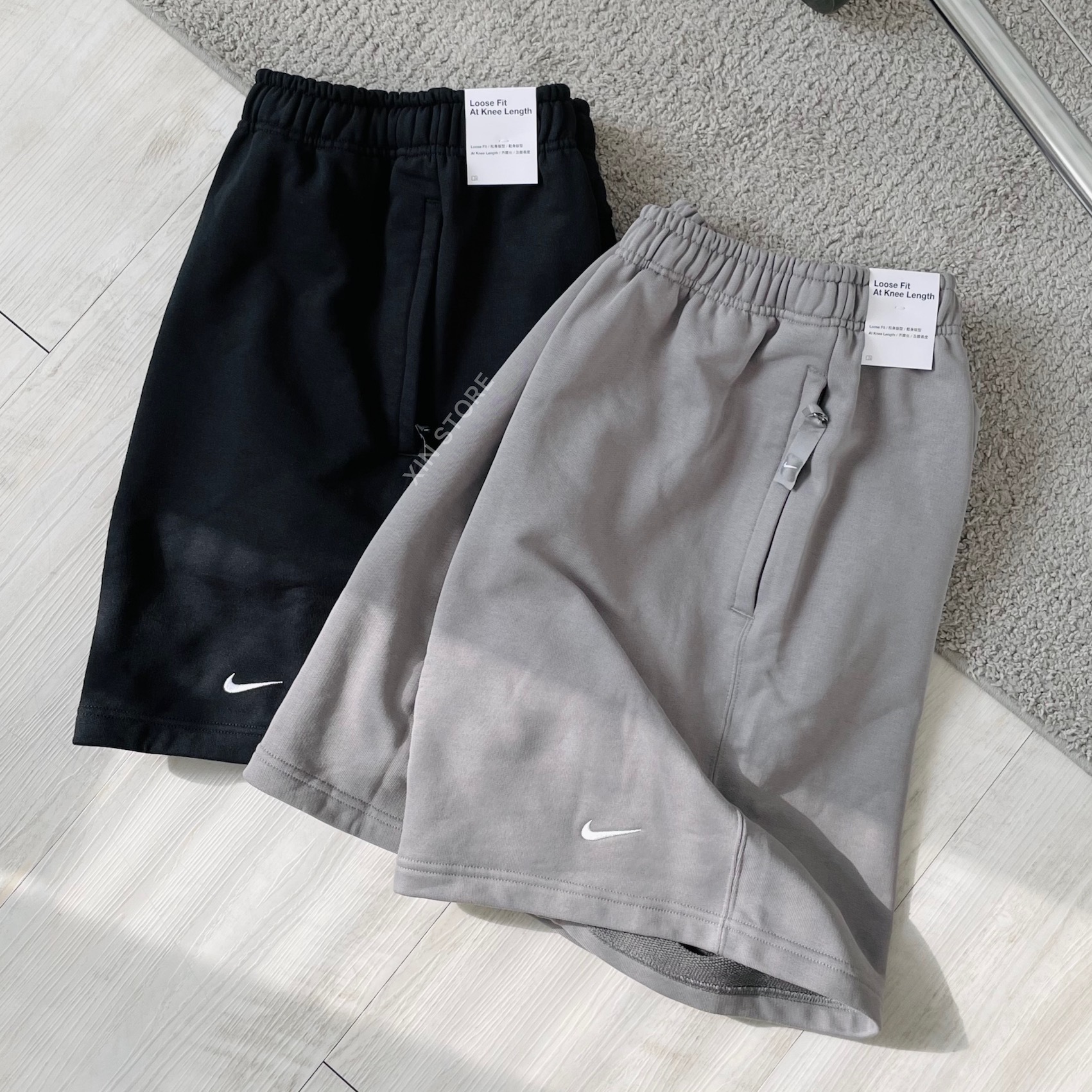 【現貨】Nike Lab Solo Swoosh 刺繡 小勾 素面 重磅 拉鍊 口袋 抽繩 短褲 黑 灰