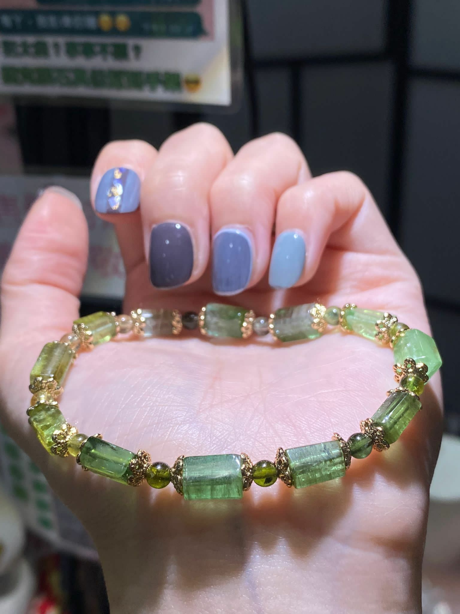 漸變綠碧璽方珠DIY